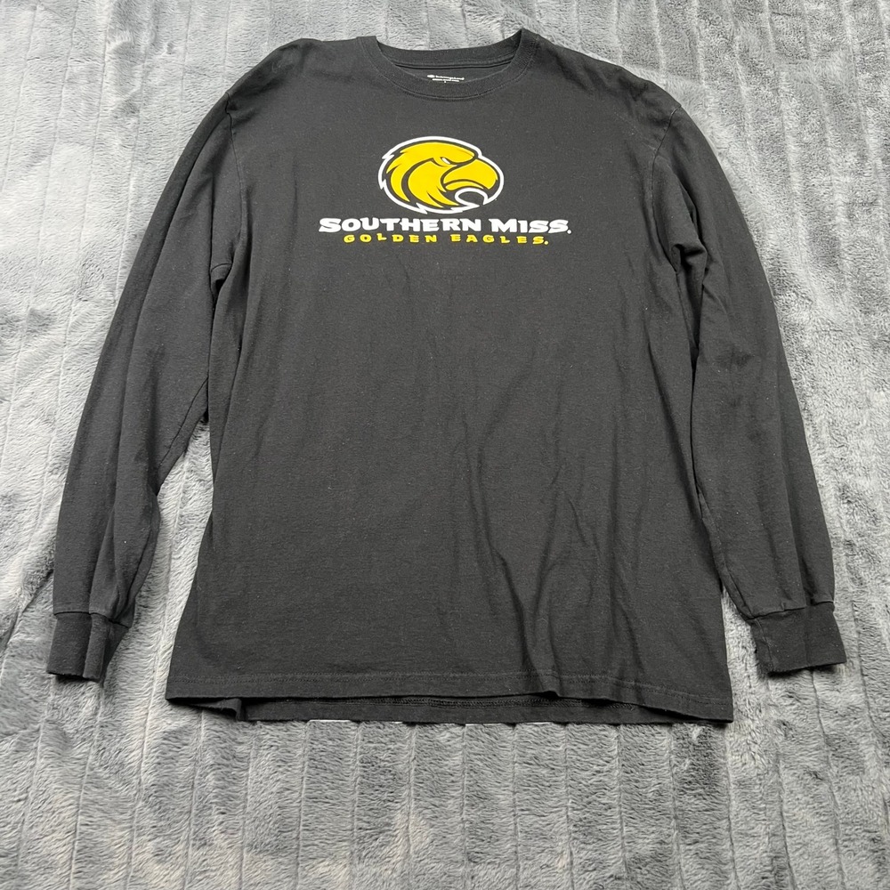 Champion Southern Miss Golden Eagles Long Sleeve T-Shirt Mens Large Black Cotton